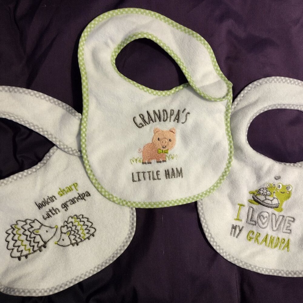 3 Grandpa themed bibs - NWOT